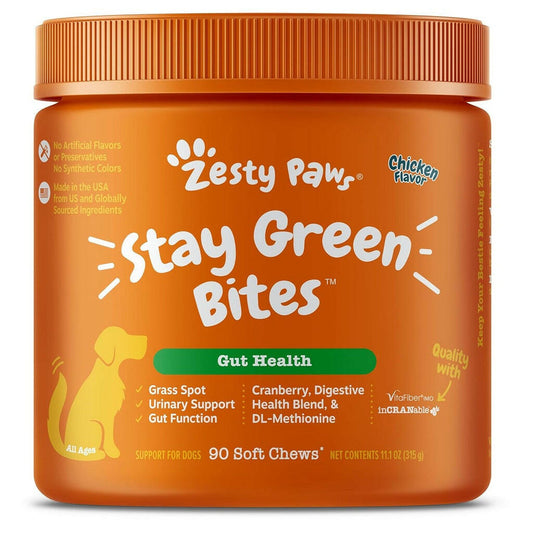 Zesty Paws Stay Green Bites Chicken Flavored Gut Health Chews for Dogs (90 ct)